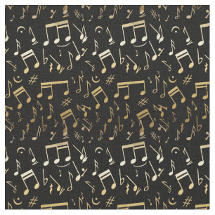 Tissu Notes d'or imprimées par étoile musicale