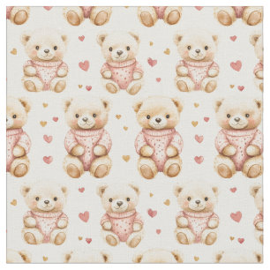 Tissu Nounours en pulls roses