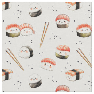 Tissu Nourriture asiatique japonaise Sushi Kawaii 