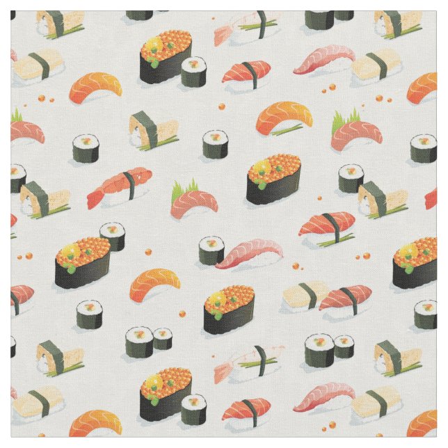 Tissu Nourriture japonaise : Motif de sushi (Fermer)