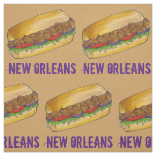 Tissu Nouvelle-Orléans Louisiane Crevettes Po'Boy Sandwi