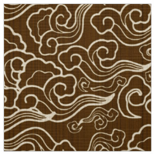 Tissu Nuages japonais vintages, brun chocolat