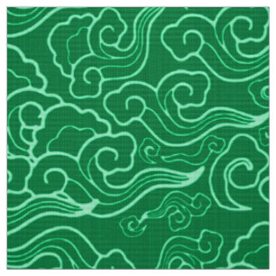 Tissu Nuages japonais vintages, vert de jade