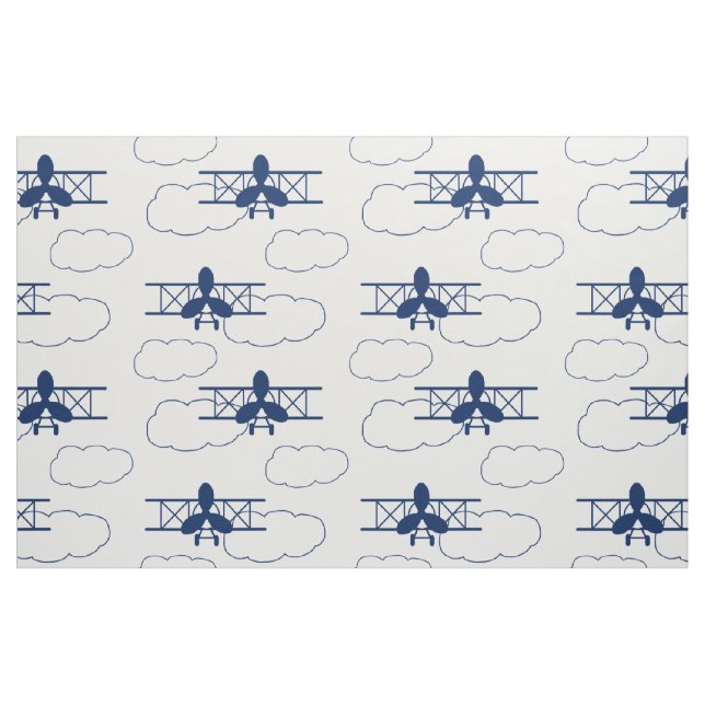 Tissu Nuages vintages d'avion Marine Blue (Fat Quarter)