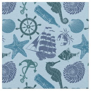 Tissu Nuances nautiques de motif bleu