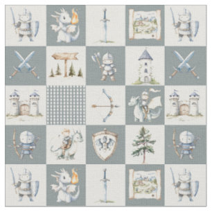 Tissu nurserie de bébé garçon avec chevaliers et dragons