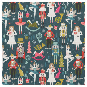 Tissu Nutcracker Ballet bleu marine