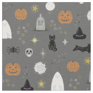 Tissu Objets effrayants - Ardoise, Rouille, Charbon, Tis