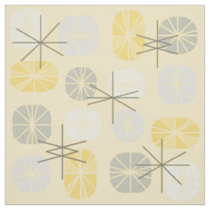 Tissu Oblongs Motifs du milieu du siècle gris jaune