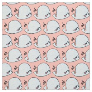 Tissu oh baleine, wordplay kawaii aquarelle près de la