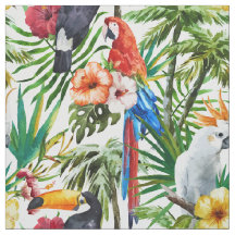 Oiseaux d'aquarelle et motif tropicaux de