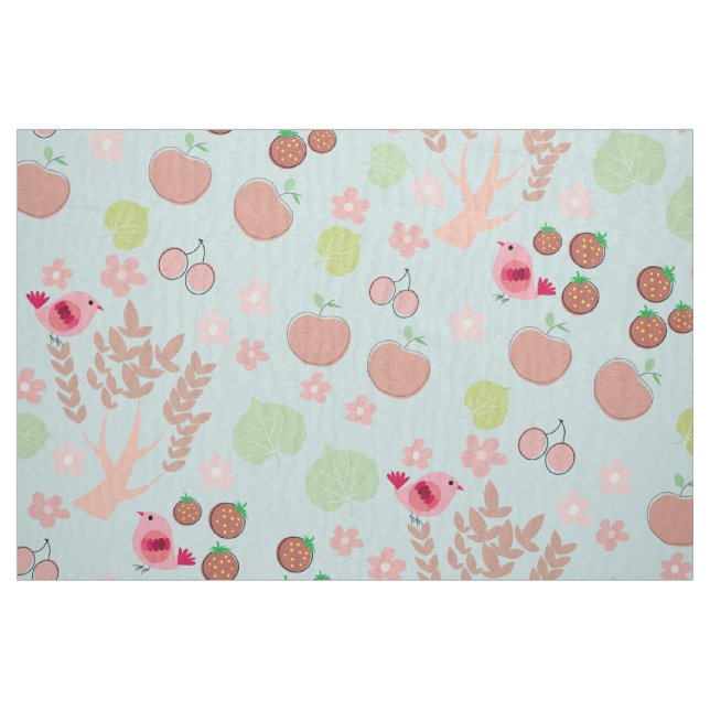 Tissu oiseaux, fleurs et arbres motif (Fat Quarter)