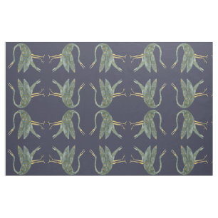 Tissu Oiseaux grues aquarelle bleu foncé modernes