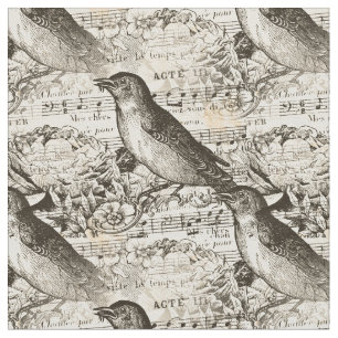 Tissu oiseaux musicaux victoriens