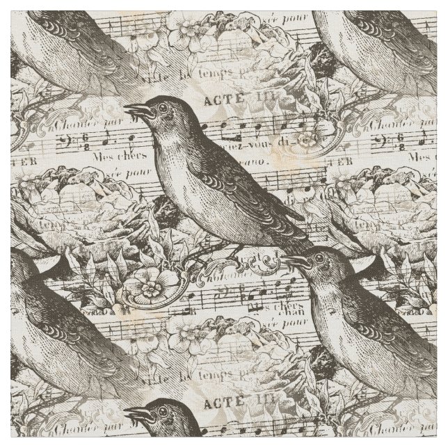 Tissu oiseaux musicaux victoriens (Fermer)