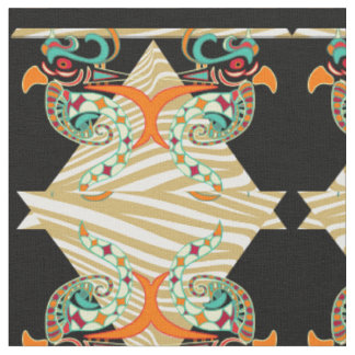 Tissu oiseaux ornementaux et zèbre