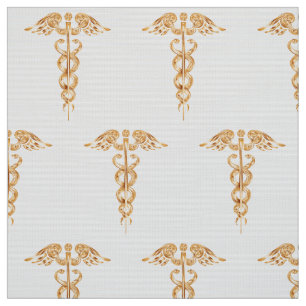 Tissu Or de Caduceus Médicale