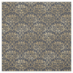 Tissu Or exquis sur le motif noir de damassé
