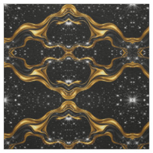 Tissu Or Swirl Opulent Or Noir Linen Ivoire Naturel Fabr