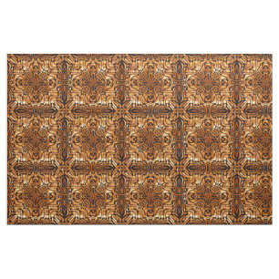 Tissu Orange Brown Bali Batik Style Paisley Motif