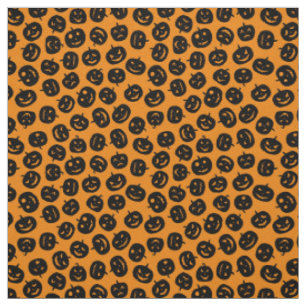 Tissu Orange Citrouille Joyeux Halloween Fabric moderne