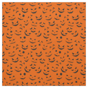 Tissu Orange Citrouille Smile Happy Halloween moderne