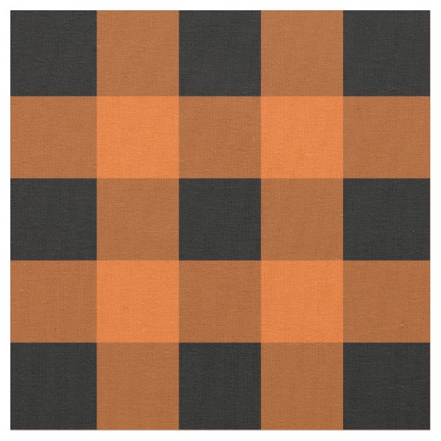 Tissu orange et noir de motif de guingan (Fermer)