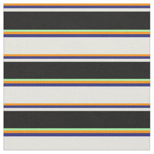 Tissu Orange foncé, Bleu de minuit, Beige, Noir & Vert