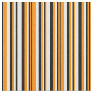 Tissu Orange foncé, noir et blanc/Motif rayé