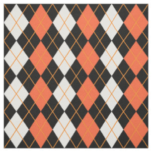 Tissu Orange noir Jacquard blanc Diamant Design