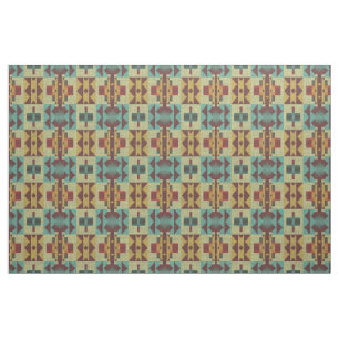 Tissu Orange Turquoise Turquoise Vert foncé Rouge ethniq
