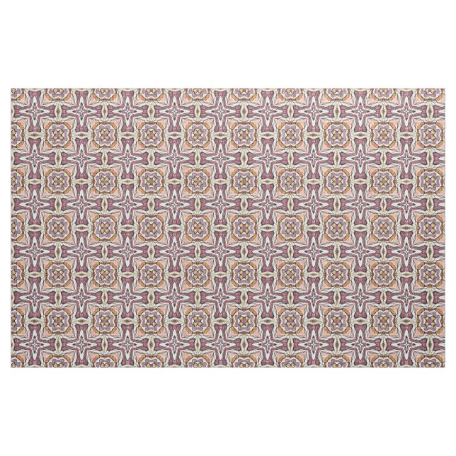 Tissu Orange violet rétro chic Nouveau déco Motif (Fat Quarter)