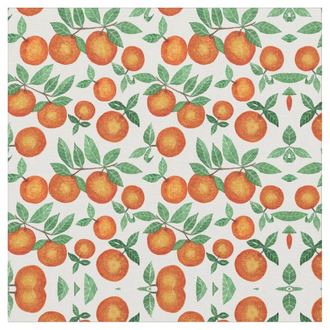 Tissu Oranges d'été Motif d'aquarelle d'agrumes (Fermer)