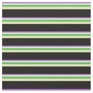 Tissu Orchidée, Cyan clair, Vert citron, Tan & Lignes no