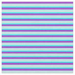 Tissu Orchidée foncée, turquoise et Motif à rayures Aqua