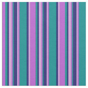Tissu Orchidée, Plum, Lignes Bleues Et Cyanes Sombres De
