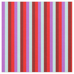 Tissu Orchidée, Turquoise, Rouge foncé & Lignes rouges