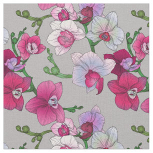 Tissu Orchidées roses en fleur