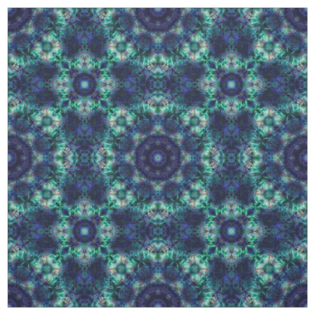 Tissu Ornement bleu vert (Échantillon)