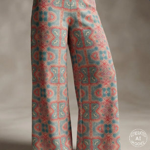 Tissu Ornementé Ethnique Indien Boho Sarcelle Corail Rou