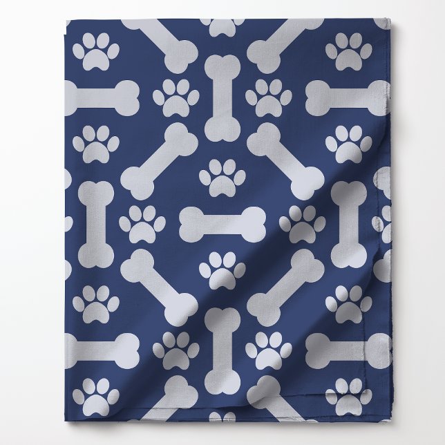 Tissu Os Navy Bleu et Blanc Motif Empreintes de Pattes d (Créateur téléchargé)