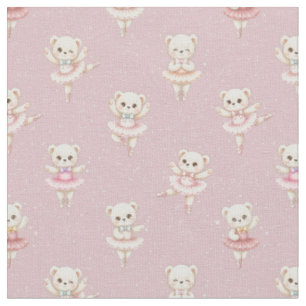 Tissu Ours en peluche Ballerine Rose Motif Sans Couture