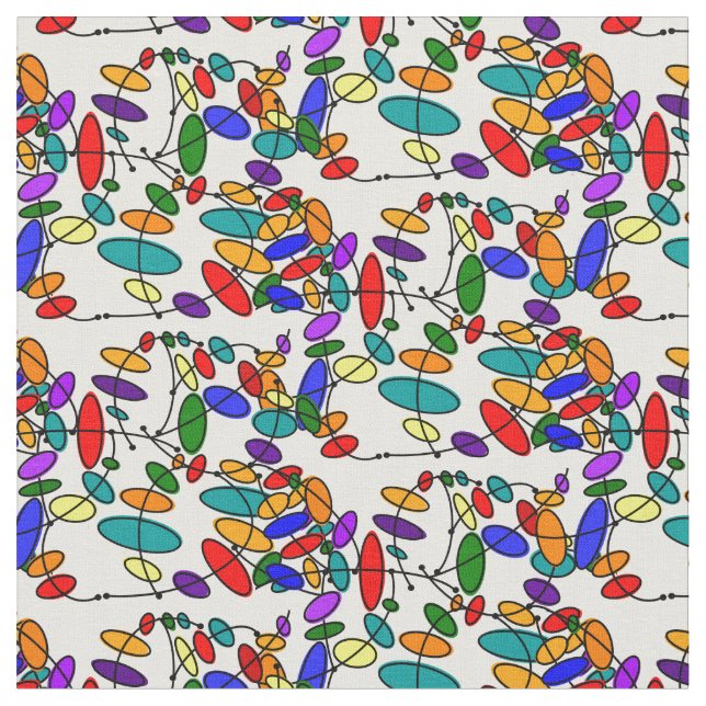 Tissu Ovales colorées modernes du milieu du siècle (Fermer)