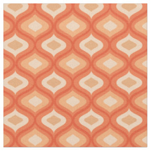 Tissu Ovals Ogee vintage milieu du siècle orange et beig