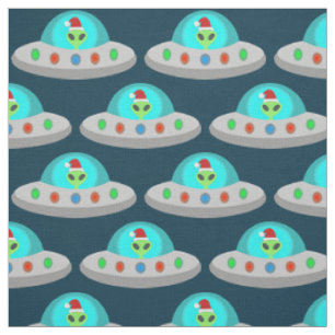 Tissu OVNI de Noël Ho Ho Alien soucoupe volante