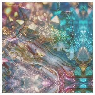 Tissu Paillettes Abstraites et Marbre Rose et Bleu