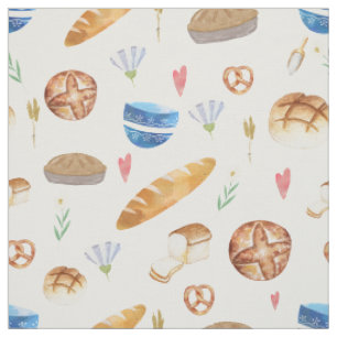 Tissu Pain Pies Motif d'aquarelle de boulangerie