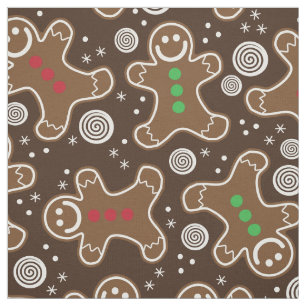 Tissu Pains d'épices Brown Red Green Christmas
