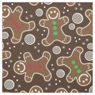 Tissu Pains d'épices Brown Red Green Christmas