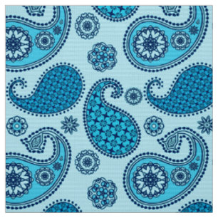 Tissu Paisley motif, ciel et bleu cobalt